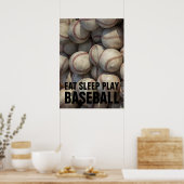 Eat Sleep Black & White Baseball Motivatie Poster (Keuken)