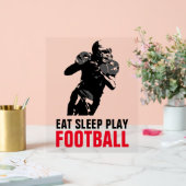 Eat Sleep Black & White Football Pop Art Acryl Bord (Huwelijk)