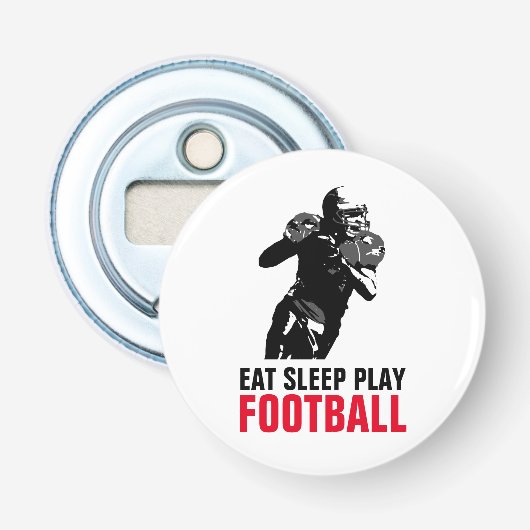 Eat Sleep Black & White Football Pop Art Button Flesopener (Voorkant)