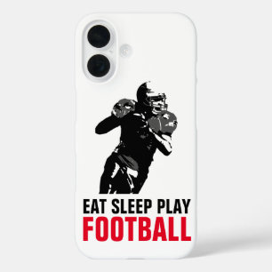 Eat Sleep Black & White Football Pop Art iPhone 16 Hoesje