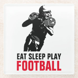 Eat Sleep Black & White Football Pop Art Glazen Onderzetter