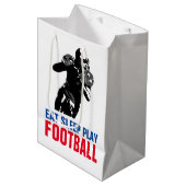 Eat Sleep Black & White Football Pop Art Medium Cadeauzakje (Voorkant Gekanteld)