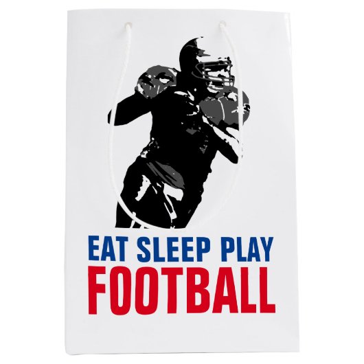 Eat Sleep Black & White Football Pop Art Medium Cadeauzakje (Voorkant)