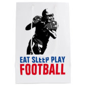 Eat Sleep Black & White Football Pop Art Medium Cadeauzakje (Achterkant)