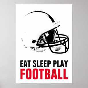 Eat Sleep Black & White Football Pop Art Poster