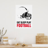 Eat Sleep Black & White Football Pop Art Poster (Keuken)