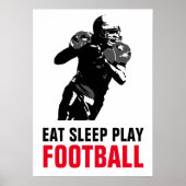 Eat Sleep Black & White Football Pop Art Poster (Voorkant)