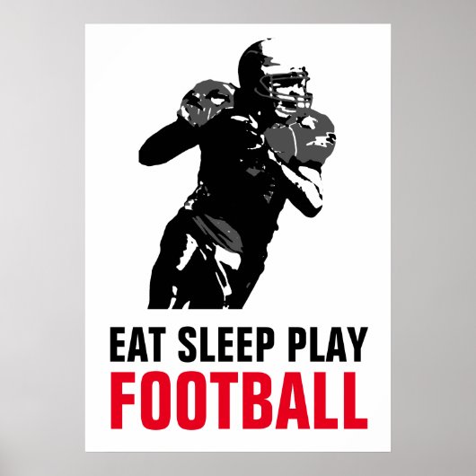 Eat Sleep Black & White Football Pop Art Poster (Voorkant)