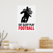 Eat Sleep Black & White Football Pop Art Poster (Keuken)