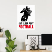 Eat Sleep Black & White Football Pop Art Poster (Thuiskantoor)