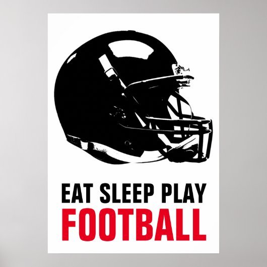 Eat Sleep Black & White Football Pop Art Poster (Voorkant)