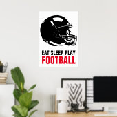 Eat Sleep Black & White Football Pop Art Poster (Thuiskantoor)
