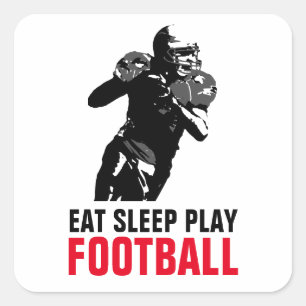 Eat Sleep Black & White Football Pop Art Vierkante Sticker