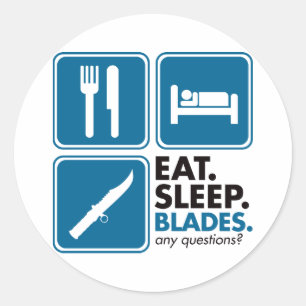 Eat Sleep Blades - Blauw Ronde Sticker