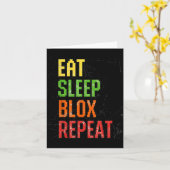 Eat Sleep Blox Repeat, Blox Gaming, Funny Blox Cos Kaart (Gele Bloem)