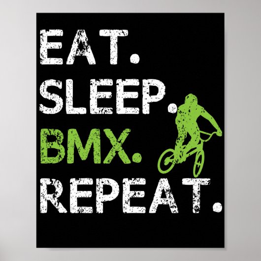 Eat Sleep BMX Freestyle Cycling Sarcasm Poster (Voorkant)