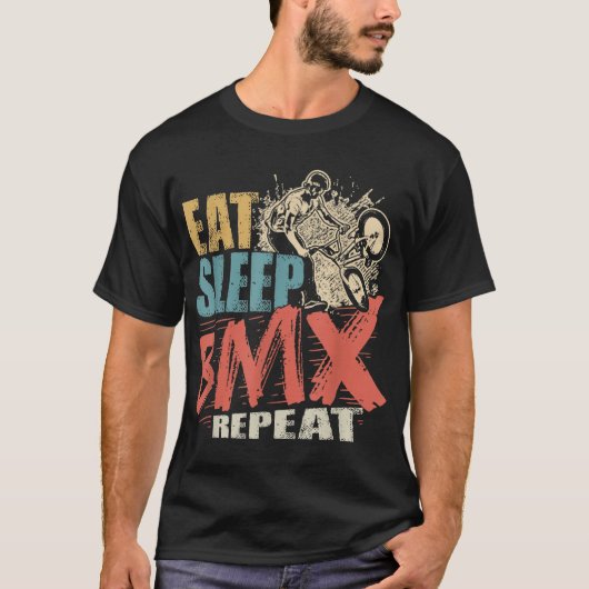 Eat Sleep BMX Funny BMX Bike T-shirt (Voorkant)