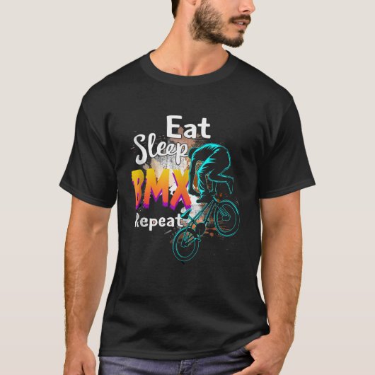 Eat Sleep BMX Herhaal BMX Bike Fathers Day Gift Da T-shirt (Voorkant)