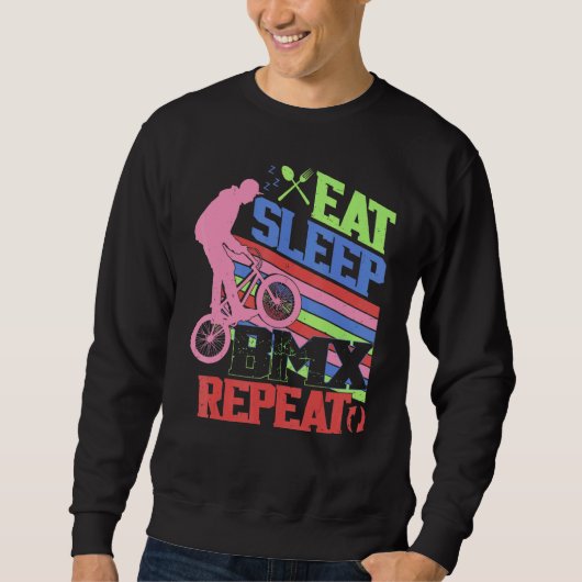 Eat Sleep BMX Repeat  BMX Rider Bicycle Motocross Trui (Voorkant)