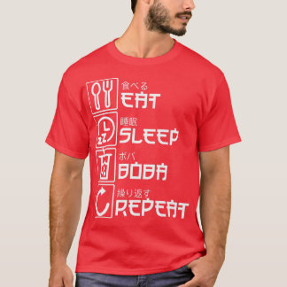Eat Sleep Boba Herhaal Anime Bubble Tea Manga Otak T-shirt