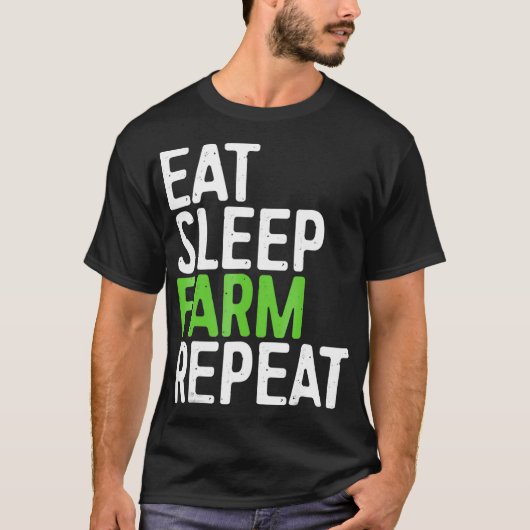 Eat Sleep Boerderij Herhaal boerencadeau T-shirt (Voorkant)
