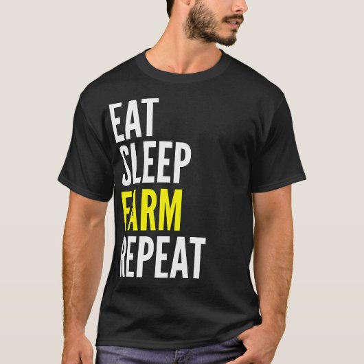 Eat Sleep Boerderij Herhaal Funny T Shirt (Voorkant)