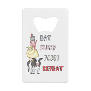 Eat Sleep Boerderij Herhalen Creditkaart Flessenopener