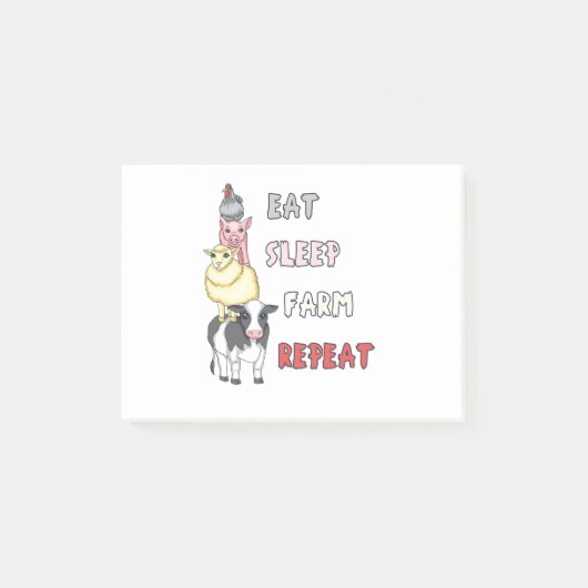 Eat Sleep Boerderij Herhalen Post-it® Notes (Voorkant)