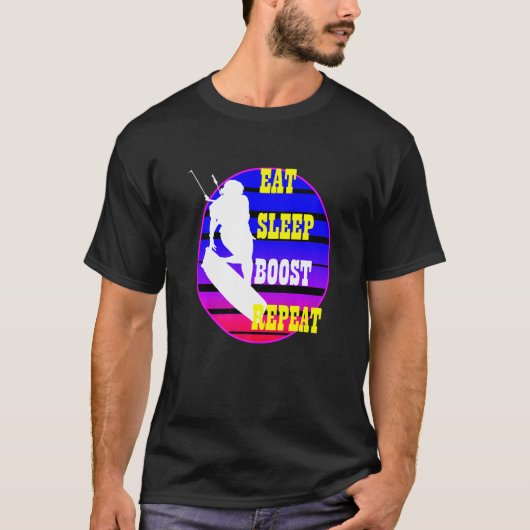 Eat Sleep Boost Herhaal Kitesufer Paars Blue Retro T-shirt (Voorkant)