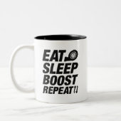 Eat Sleep Boost Herhalen Tweekleurige Koffiemok (Links)