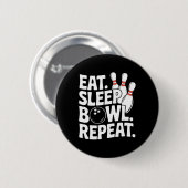 Eat Sleep Bowl Herhaal 1 Ronde Button 5,7 Cm (Voorkant /achterkant)