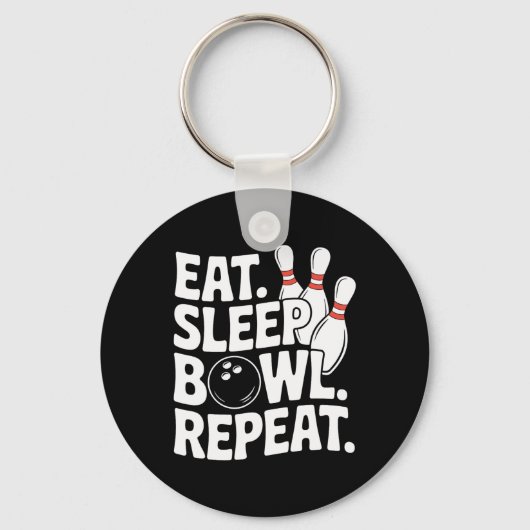 Eat Sleep Bowl Herhaal 1 Sleutelhanger (Voorkant)