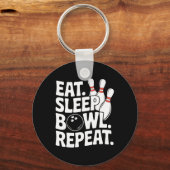 Eat Sleep Bowl Herhaal 1 Sleutelhanger (Voorkant)