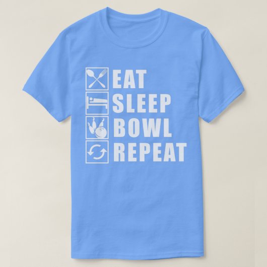 Eat Sleep Bowl Herhaal 1 T-shirt (Design voorkant)
