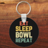 Eat Sleep Bowl Herhaal Bowling Bowler  Sleutelhanger (Voorkant)