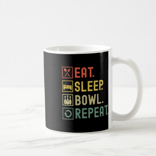 Eat Sleep Bowl Herhaal Grappige Bowling Bowler Koffiemok (Rechts)