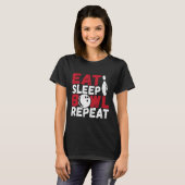 Eat Sleep Bowl Herhalen T-shirt (Voorkant volledig)