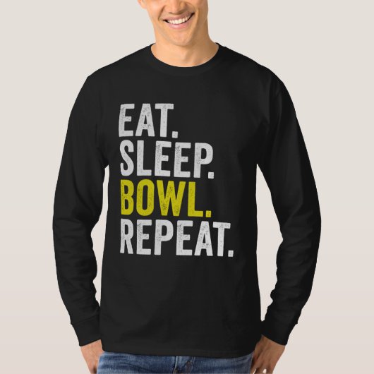 Eat Sleep Bowl Repeat Cricket Bowling T-shirt (Voorkant)