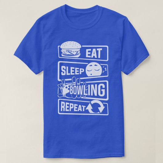 Eat Sleep Bowling Herhalen Cones Strike Spare Pin T-shirt (Design voorkant)