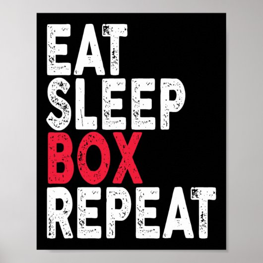 Eat Sleep Box Herhaal Boxing T-shirt Poster (Voorkant)