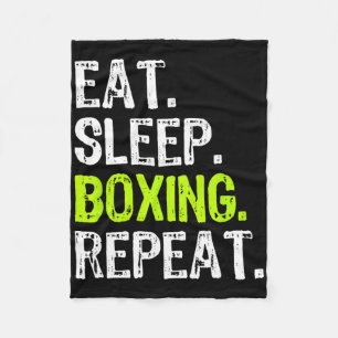 Eat Sleep Boxing Herhaal box Coach Fan Funny Fleece Deken