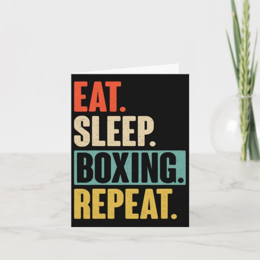 Eat Sleep Boxing Herhaal - Grappige Retro Boxi Kaart (Voorkant)