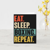 Eat Sleep Boxing Herhaal - Grappige Retro Boxi Kaart (Gele Bloem)