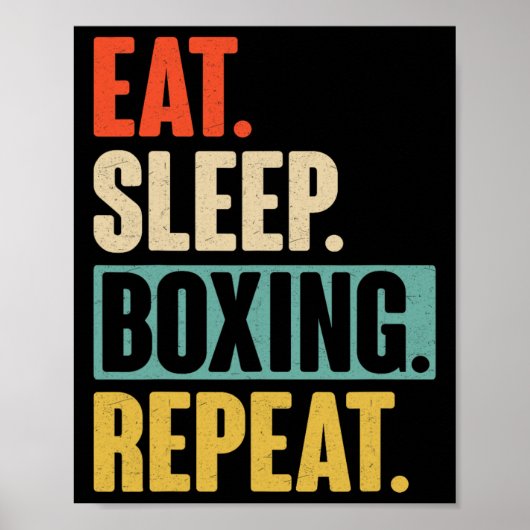 Eat Sleep Boxing Herhaal - Grappige Retro  Boxi Poster (Voorkant)
