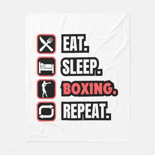 Eat Sleep Boxing herhalen Fleece Deken (Voorkant)