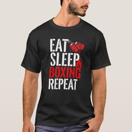 Eat Sleep Boxing Herhalen Funny Boxing Coach Train T-shirt (Voorkant)