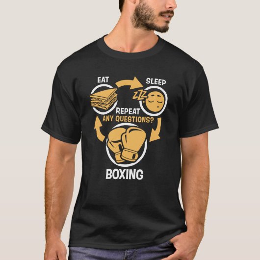 Eat Sleep Boxing Herhalen - Funny Boxing T-shirt (Voorkant)