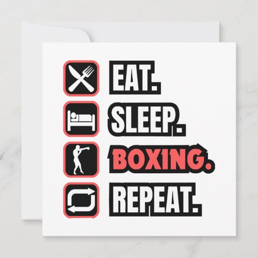 Eat Sleep Boxing herhalen Kaart (Voorkant)