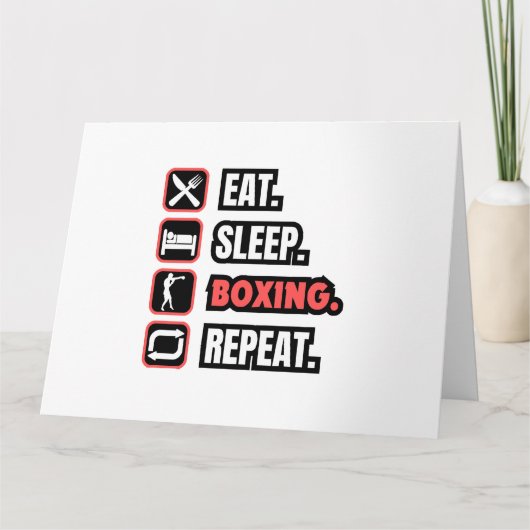 Eat Sleep Boxing herhalen Kaart (Voorkant)