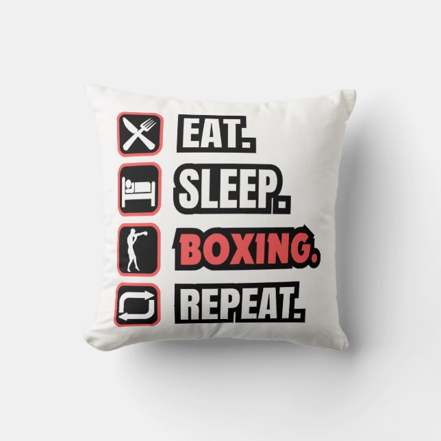 Eat Sleep Boxing herhalen Kussen (Voorkant)